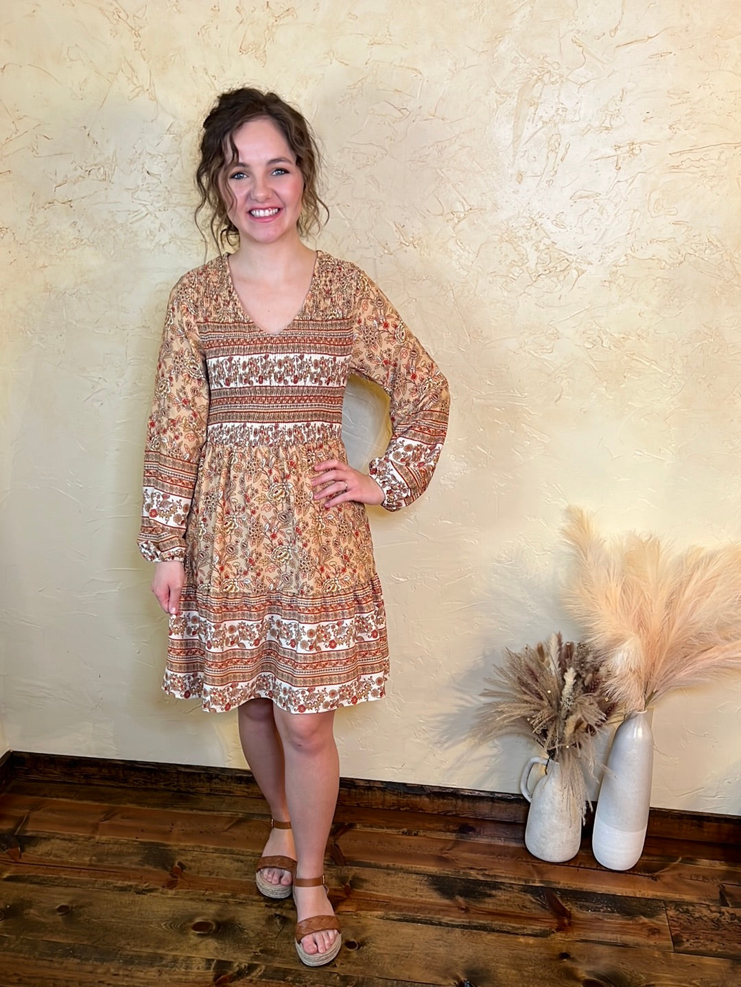 Khaki Floral Dress - Remembering Ruth Company