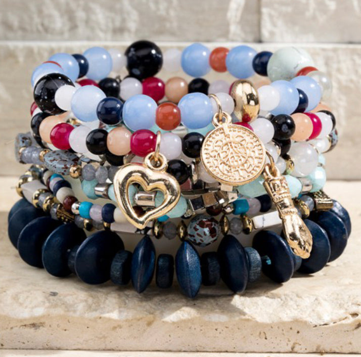 Layered Mixed Natural Stone Bracelet - Remembering Ruth Company