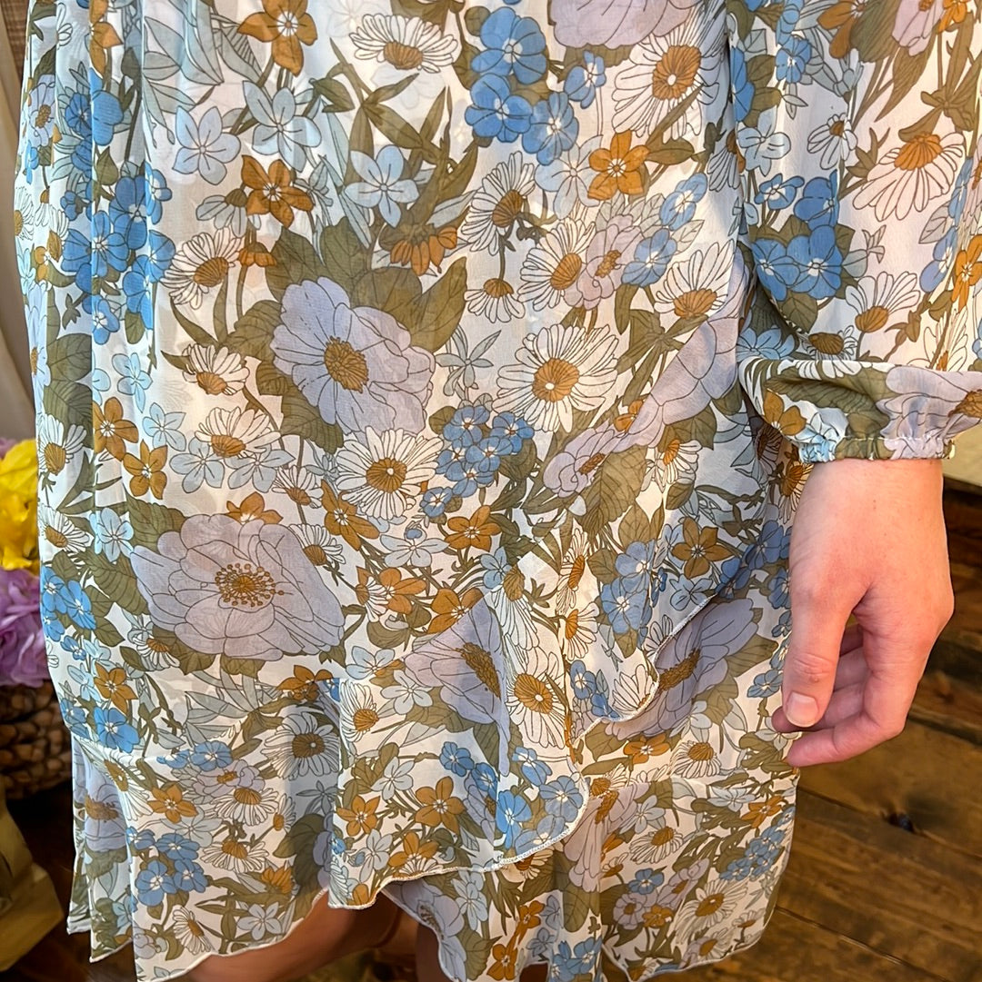 Light Blue Floral Dress - Remembering Ruth Company