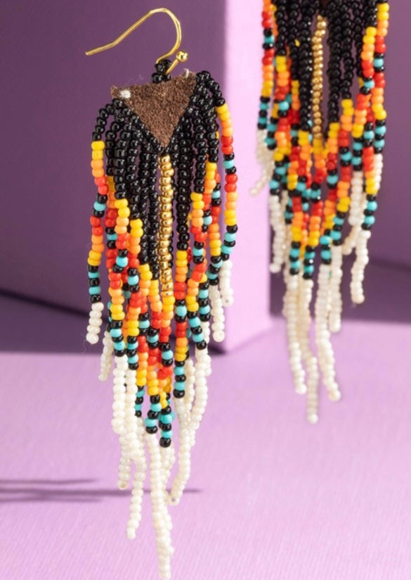 Western Seed Bead Fringe Earrings - Remembering Ruth Company